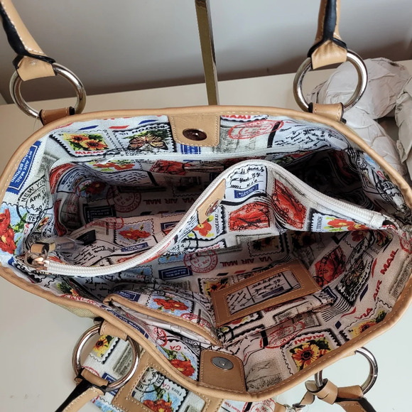 Giani Bernini Khaki Tan Canvas Shoulder Tote Hand Bag NEW with Tags - Picture 6 of 14